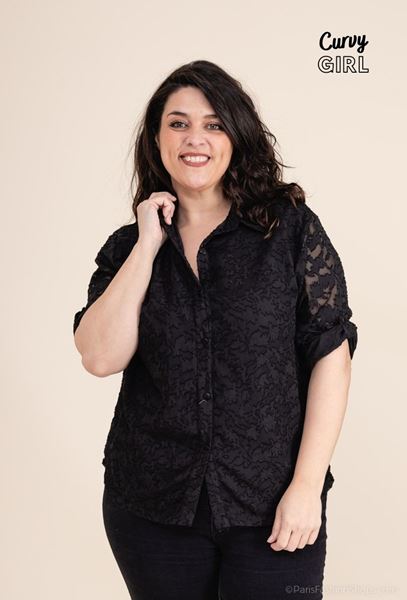 Immagine di PLUS SIZE BLACK LACE BLOUSE